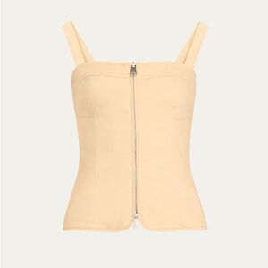 SIMKHAI bustier corset tan Nour Square-Neck Zip-Front Bustier Top